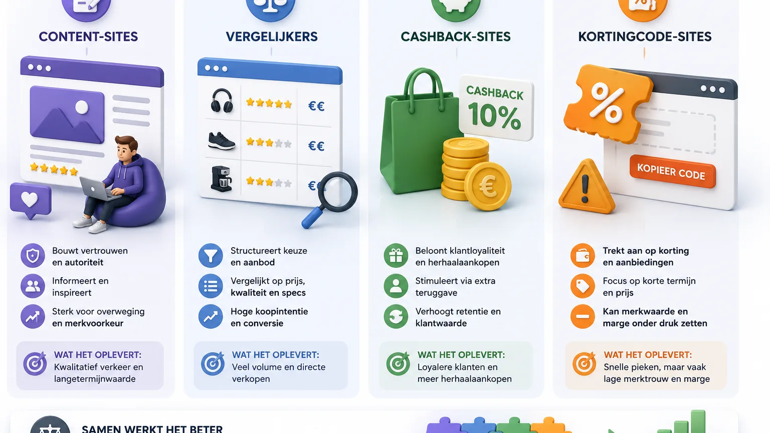 Vier soorten affiliate-publishers — en wat ze écht voor je doen